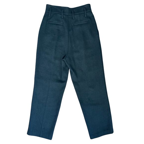 Oak + Fort Black Wool Blend Pleated High Rise Straight Leg Trouser Pants Size 4 - Picture 4 of 7